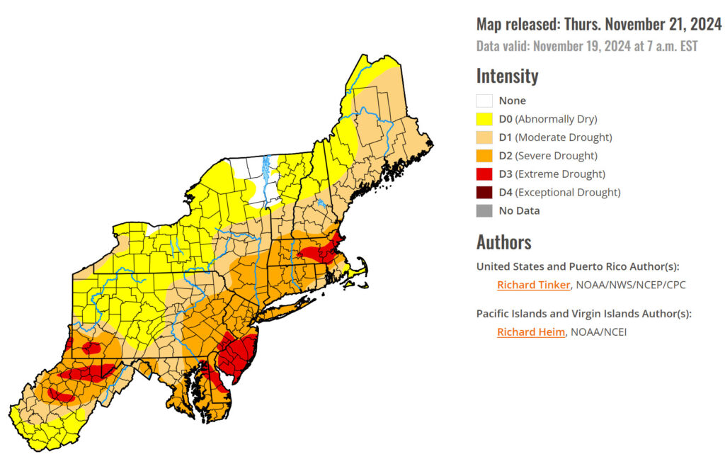 United States Drought Monitor; Northeastern United States; Drought